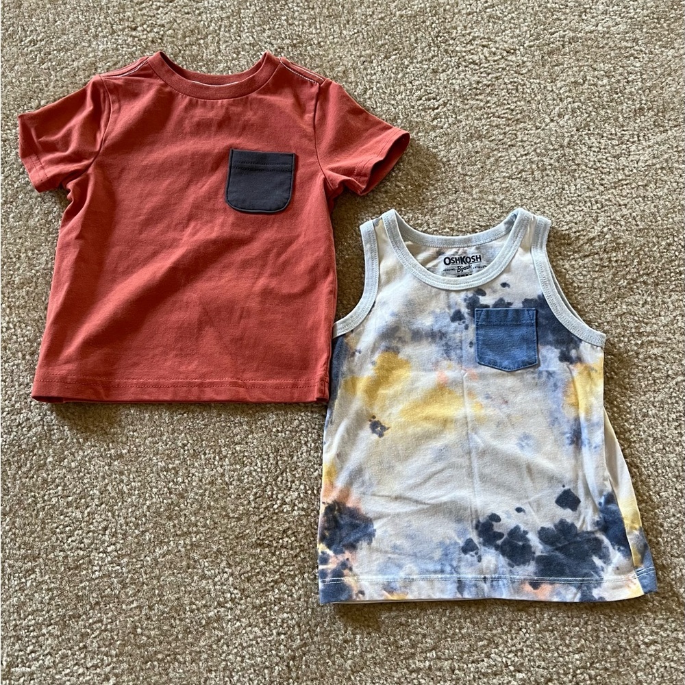 Tommy Bahama Rust Short-Sleeve Tee & OshKosh Tie-Dye Tank